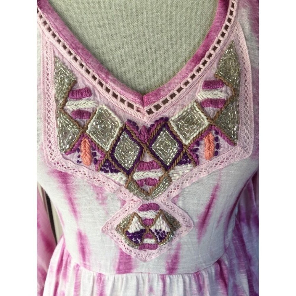 Free People Tie Dye V-neck A-line Tunic Dress - Picture 3 of 8